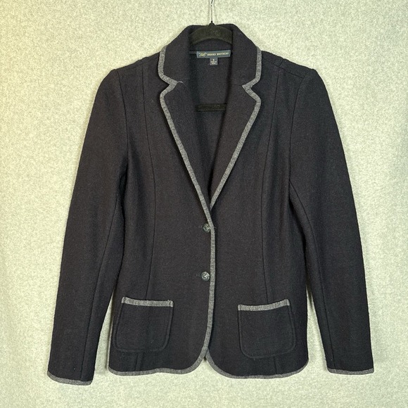 Brooks Brothers Jackets & Blazers - Brooks Brothers 346‎ Blazer Womens Small Navy Blue Wool Elbow Patch Jacket